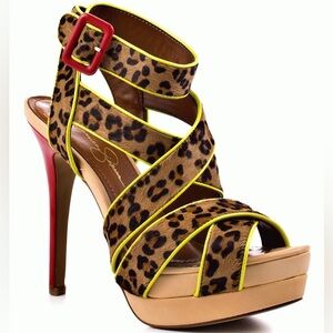 Jessica Simpson platform sandals with leopard print
